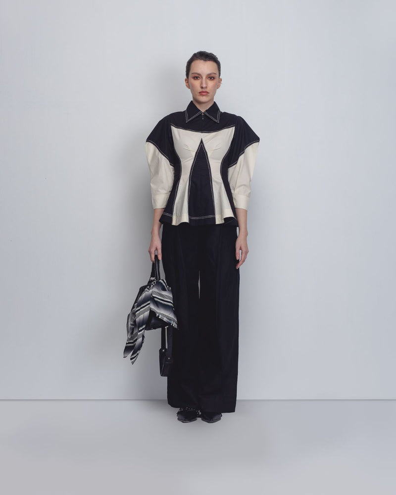 Kadar Top - Black + White cotton Buy Kadar Top - Black + White from C&W | Tops And Shirts for Women by Leh Studios in black color for women in Singapore