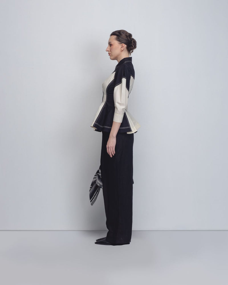 Kadar Top - Black + White cotton Buy Kadar Top - Black + White from C&W | Tops And Shirts for Women by Leh Studios in black color for women in Singapore