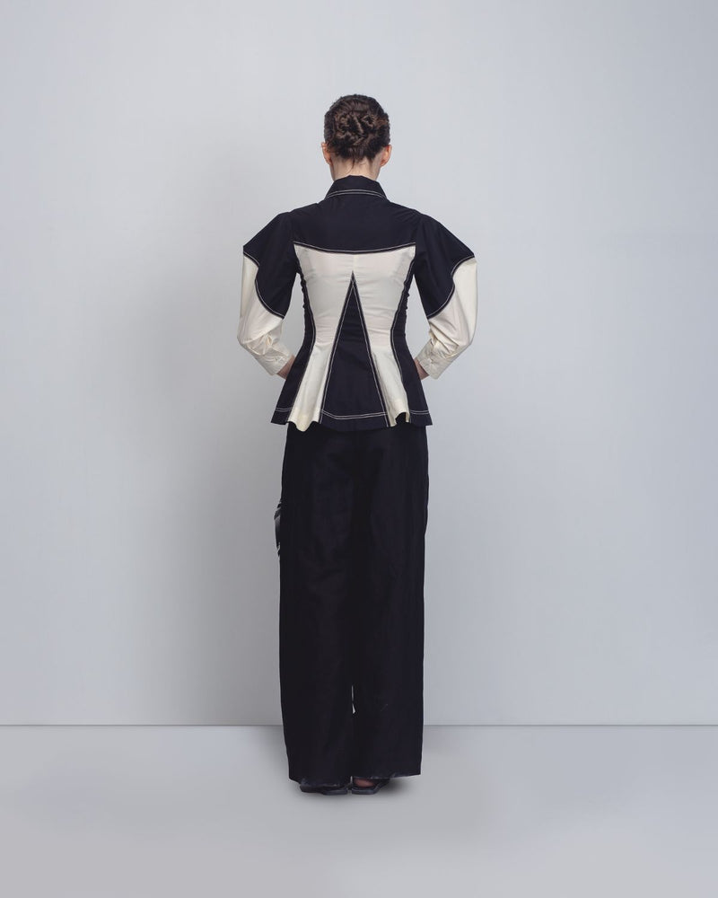 Kadar Top - Black + White cotton Buy Kadar Top - Black + White from C&W | Tops And Shirts for Women by Leh Studios in black color for women in Singapore