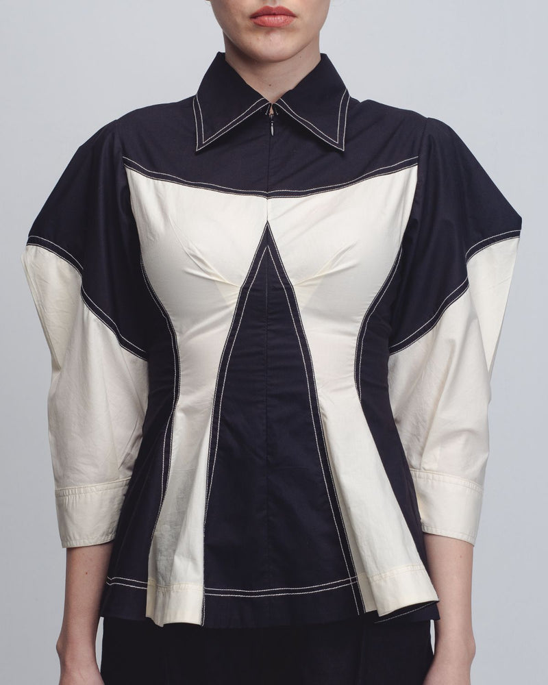 Kadar Top - Black + White cotton Buy Kadar Top - Black + White from C&W | Tops And Shirts for Women by Leh Studios in black color for women in Singapore