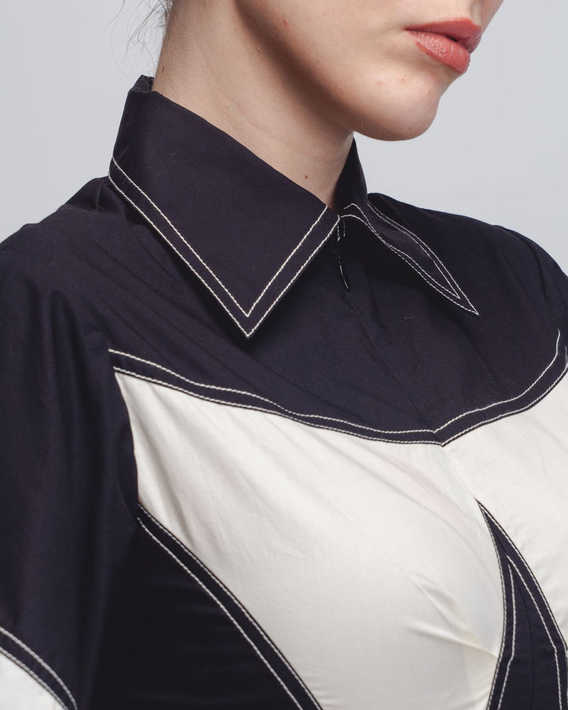 Kadar Top - Black + White cotton Buy Kadar Top - Black + White from C&W | Tops And Shirts for Women by Leh Studios in black color for women in Singapore