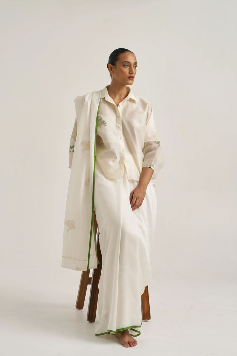 Kara Sari handwoven cotton silk by Suparna Som in white for women in Singapore