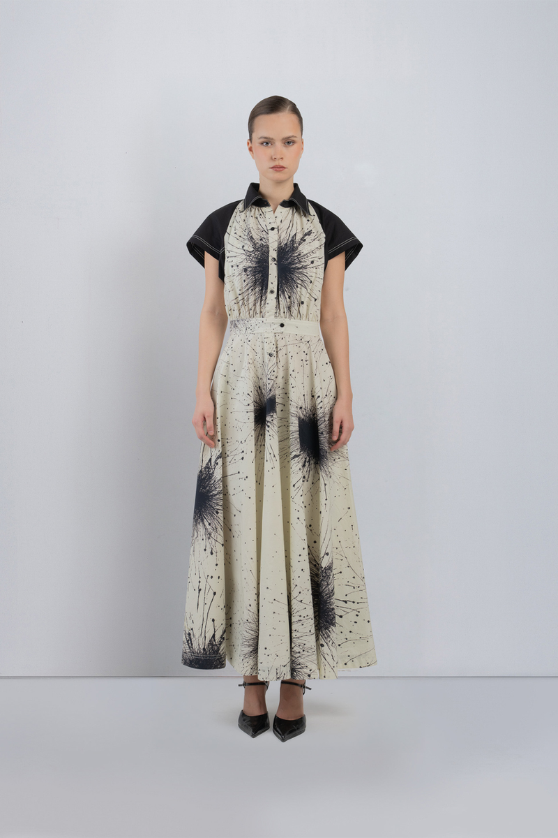 KAROLYN DRESS - Black + Ivory dress by Leh Studios in black for women in Singapore
