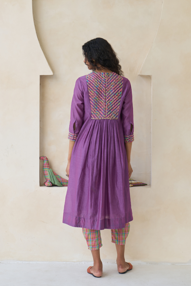 Kathy Kurta cotton by SWATTI KAPOOR in purple color for women in Singapore