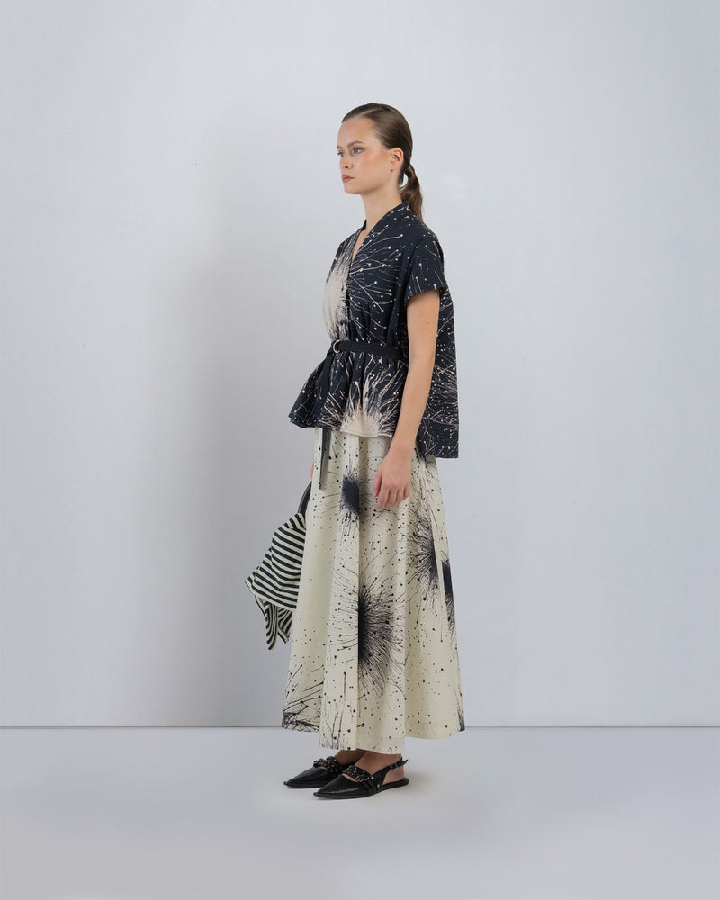 KIMONO LAYERED DRESS - Black + Ivory dress by Leh Studios in black for women in Singapore