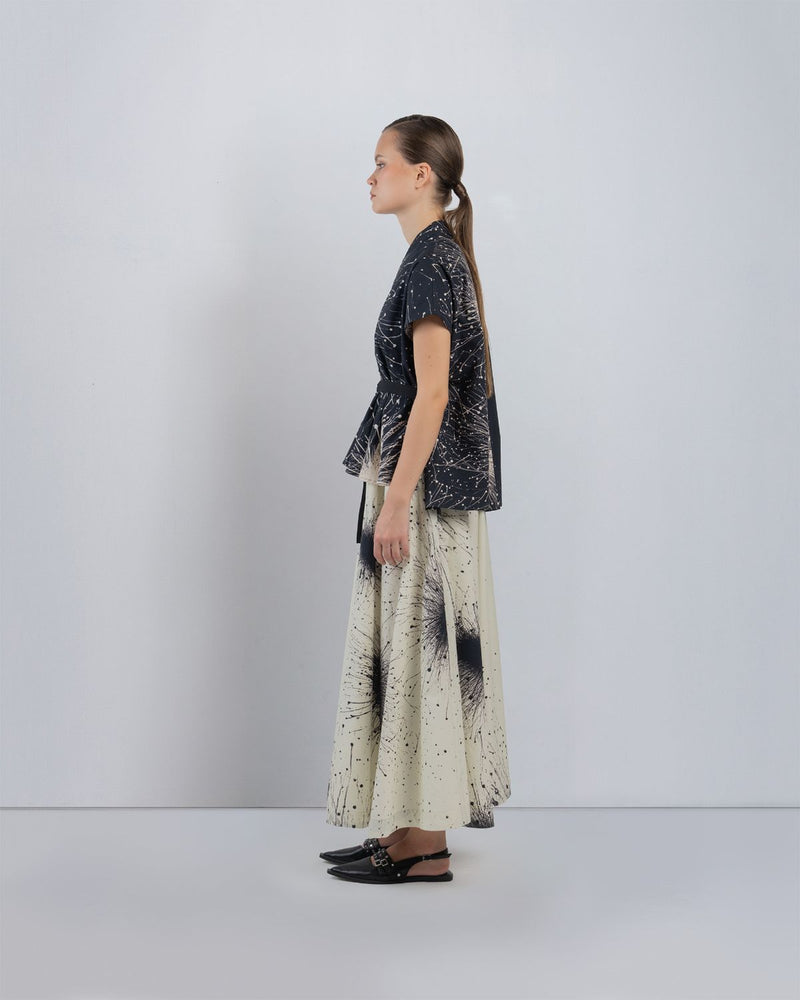 KIMONO LAYERED DRESS - Black + Ivory dress by Leh Studios in black for women in Singapore