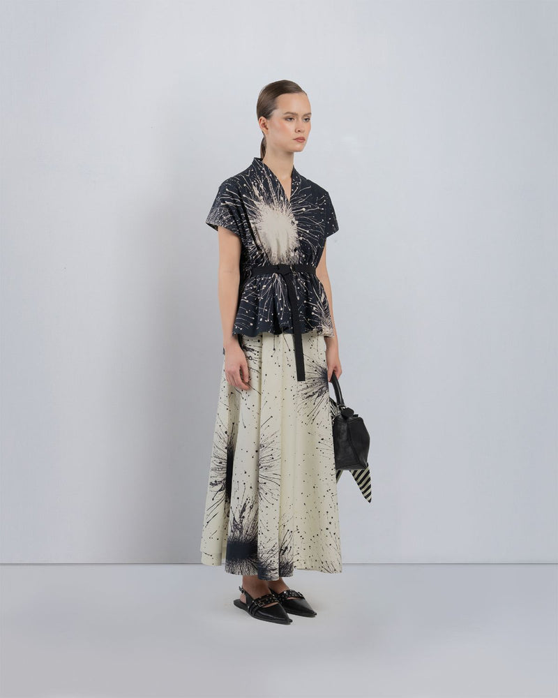 KIMONO LAYERED DRESS - Black + Ivory dress by Leh Studios in black for women in Singapore