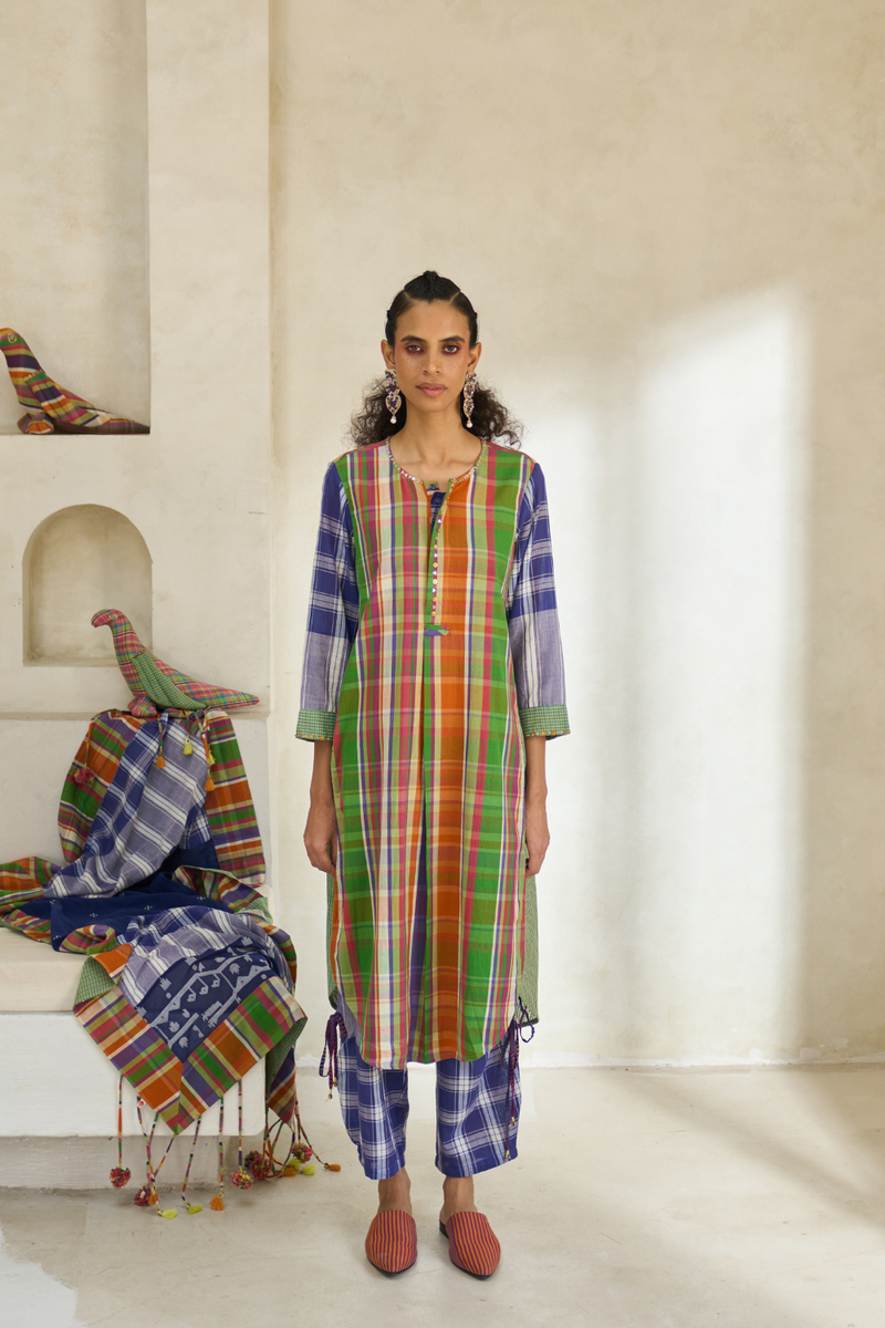 Kim Kurta cotton by SWATTI KAPOOR in multi color for women in Singapore