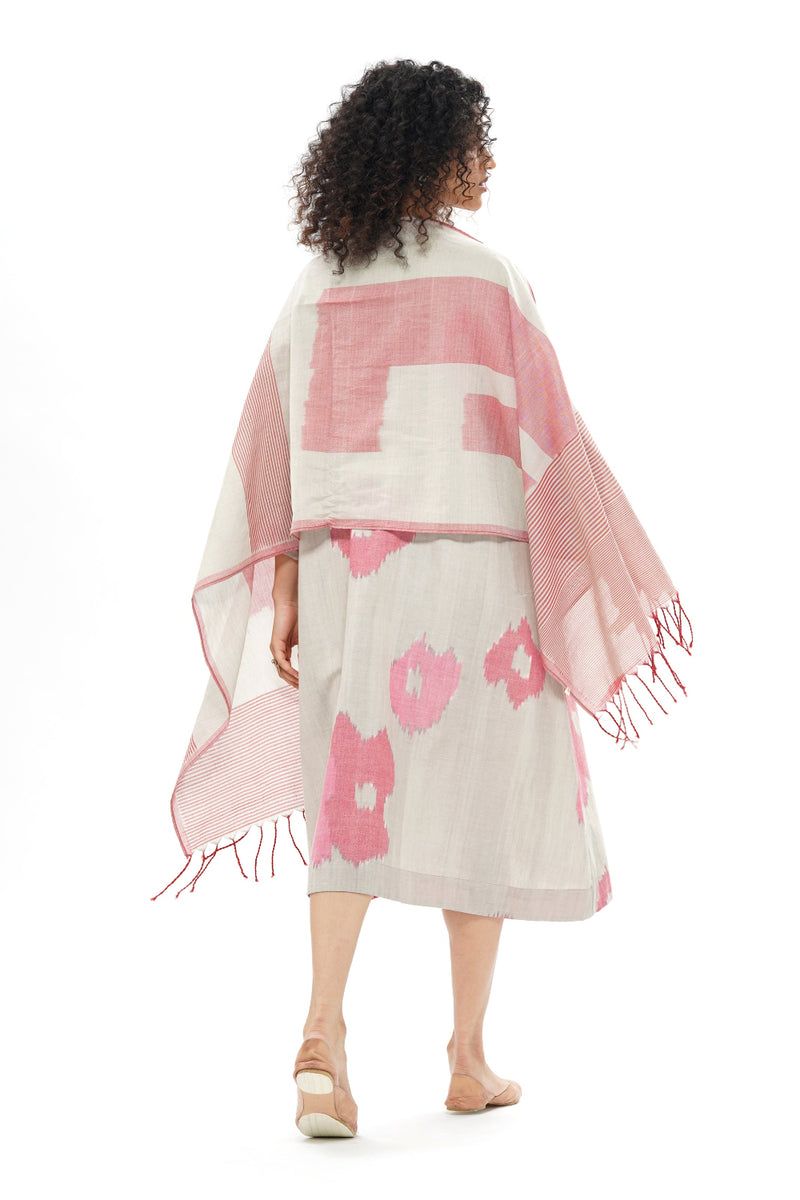 KIYO STOLE 100% cotton by Translate - Handwoven Ikat in grey color for women in Singapore