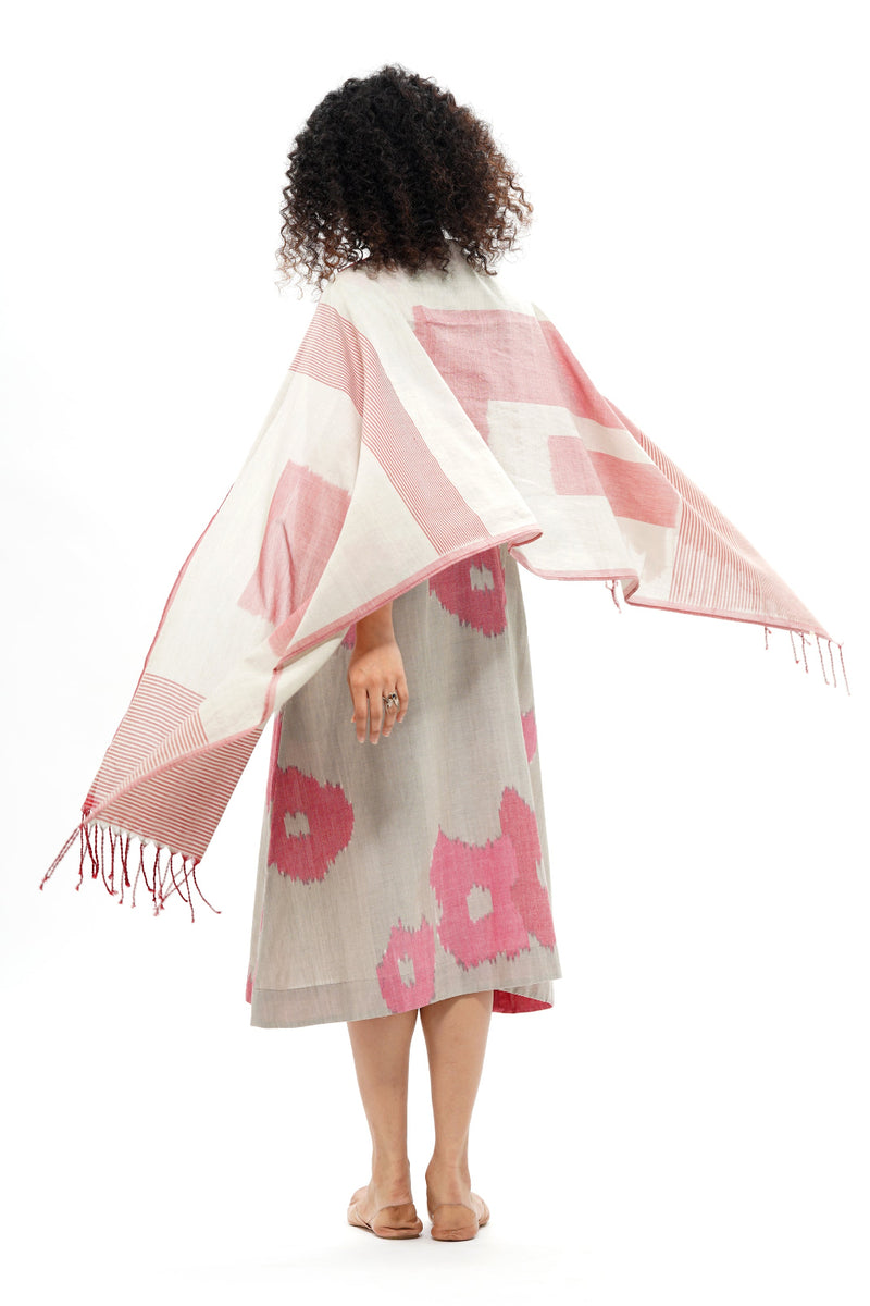 KIYO STOLE 100% cotton by Translate - Handwoven Ikat in grey color for women in Singapore