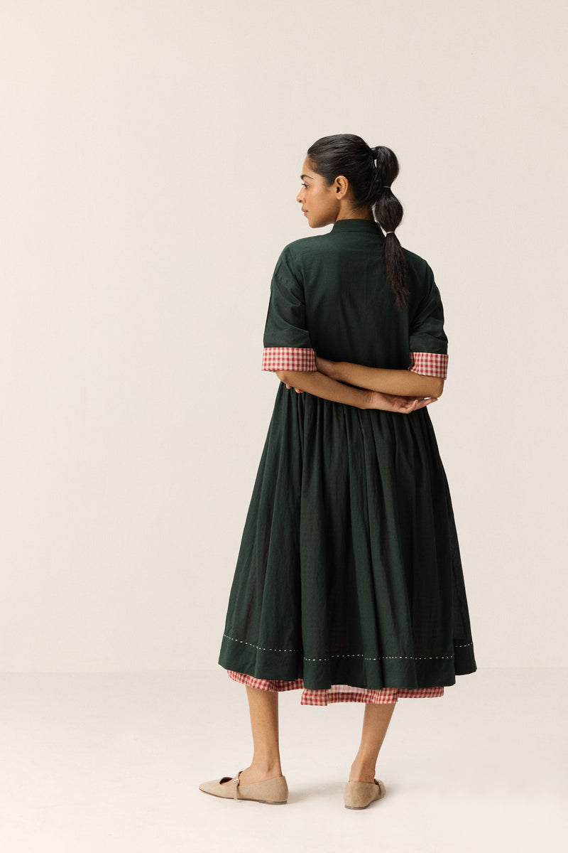 Tangled in Checks Dress cotton by Khara Kapas in green for women in Singapore
