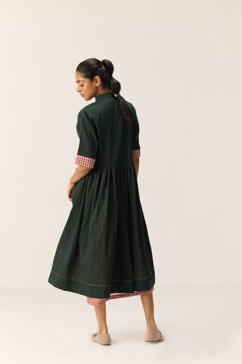 Tangled in Checks Dress cotton by Khara Kapas in green for women in Singapore