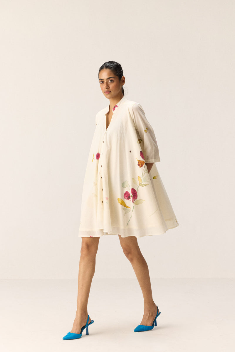 Pearls in a garden Dress cotton by Khara Kapas in white for women in Singapore