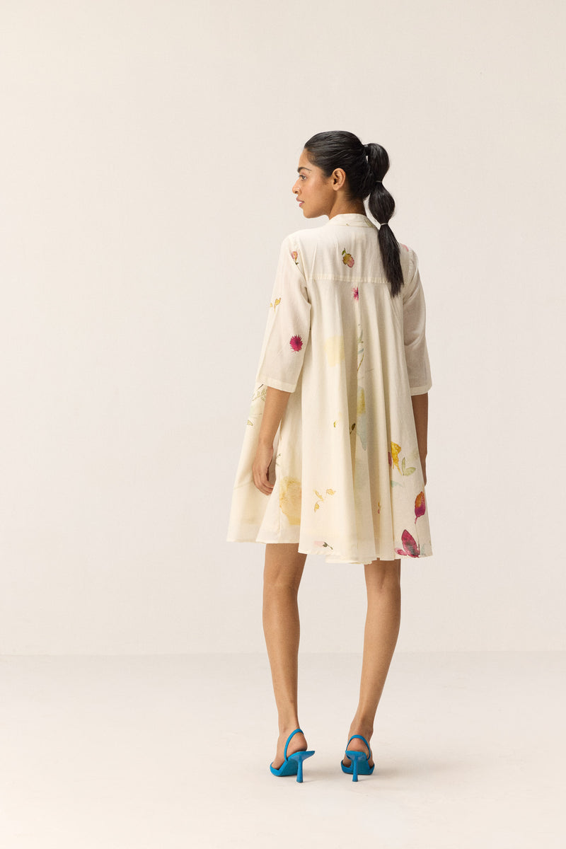 Pearls in a garden Dress cotton by Khara Kapas in white for women in Singapore