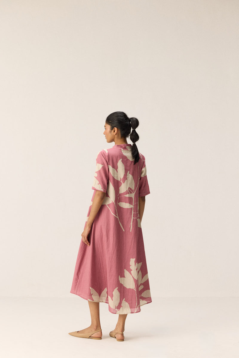 Coral Meadow Dress cotton by Khara Kapas in pink for women in Singapore