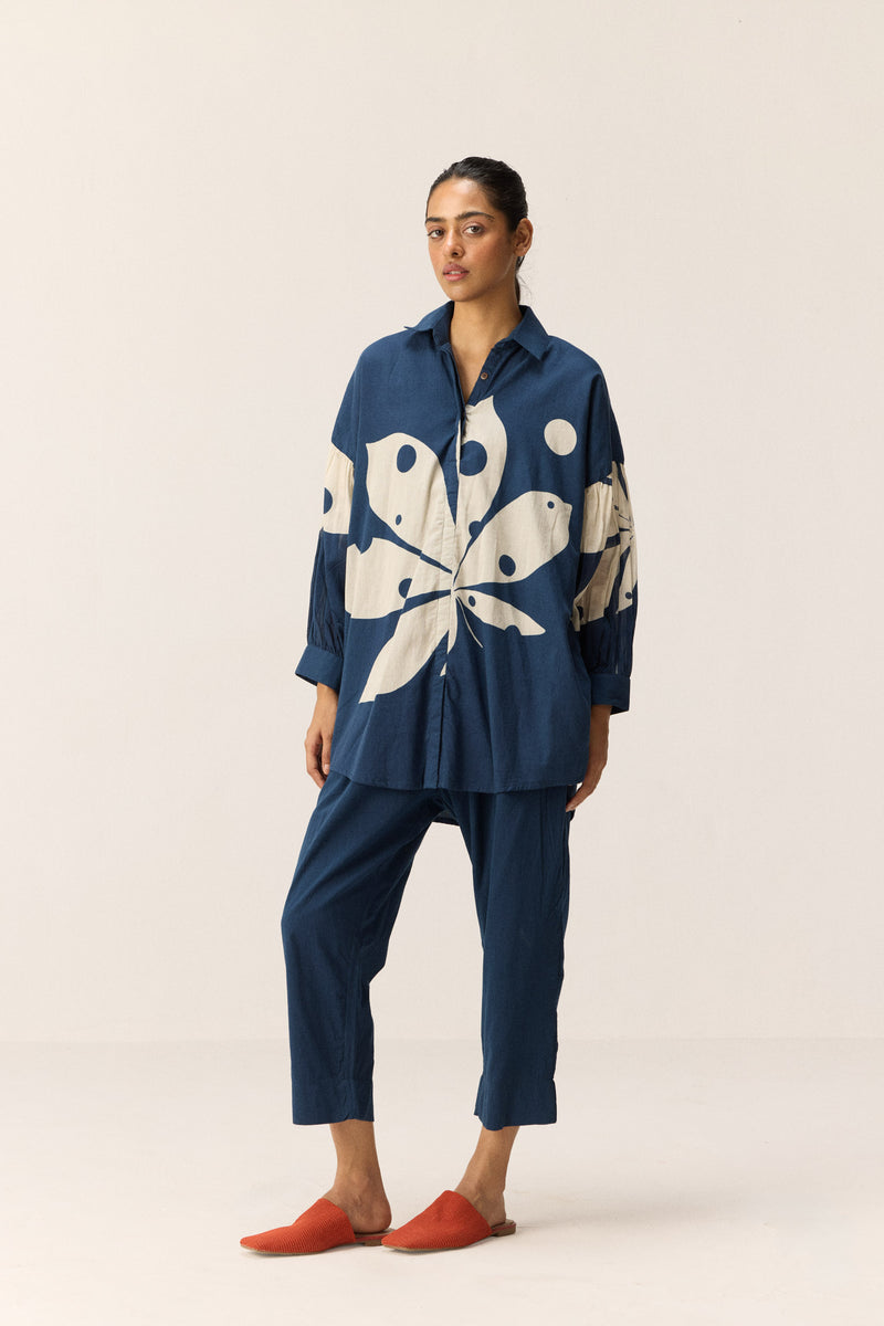 Ocean's Storm Set cotton by Khara Kapas in blue for women in Singapore