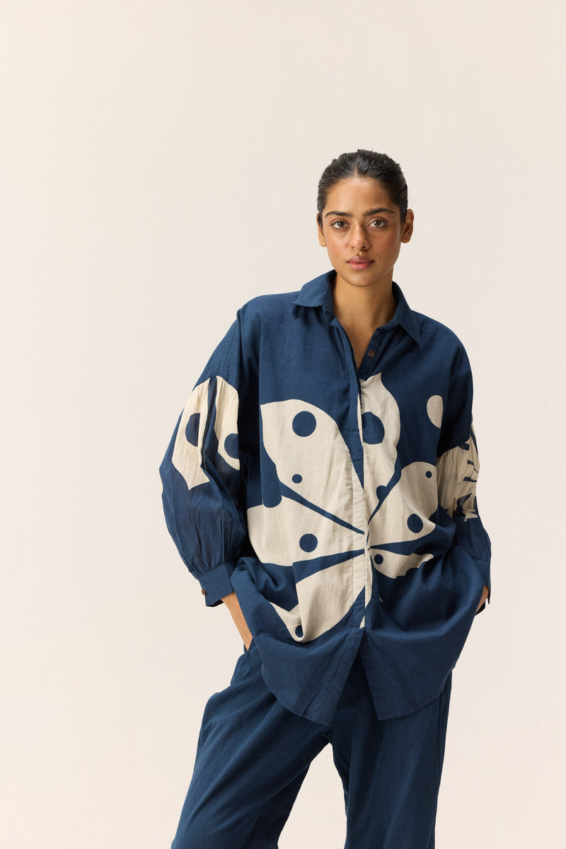 Ocean's Storm Set cotton by Khara Kapas in blue for women in Singapore