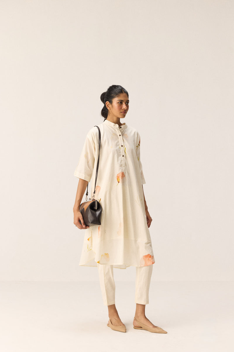 French Hydrangeas Kurta set cotton by Khara Kapas in white for women in Singapore