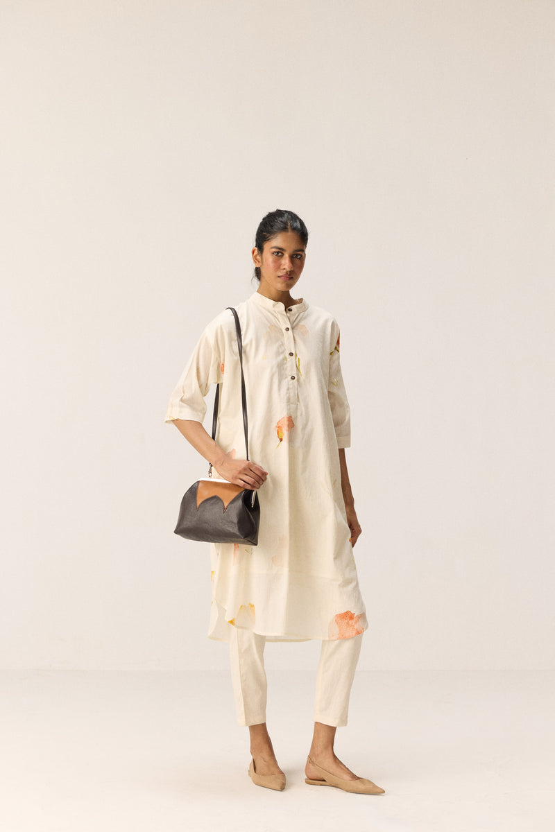 French Hydrangeas Kurta set cotton by Khara Kapas in white for women in Singapore