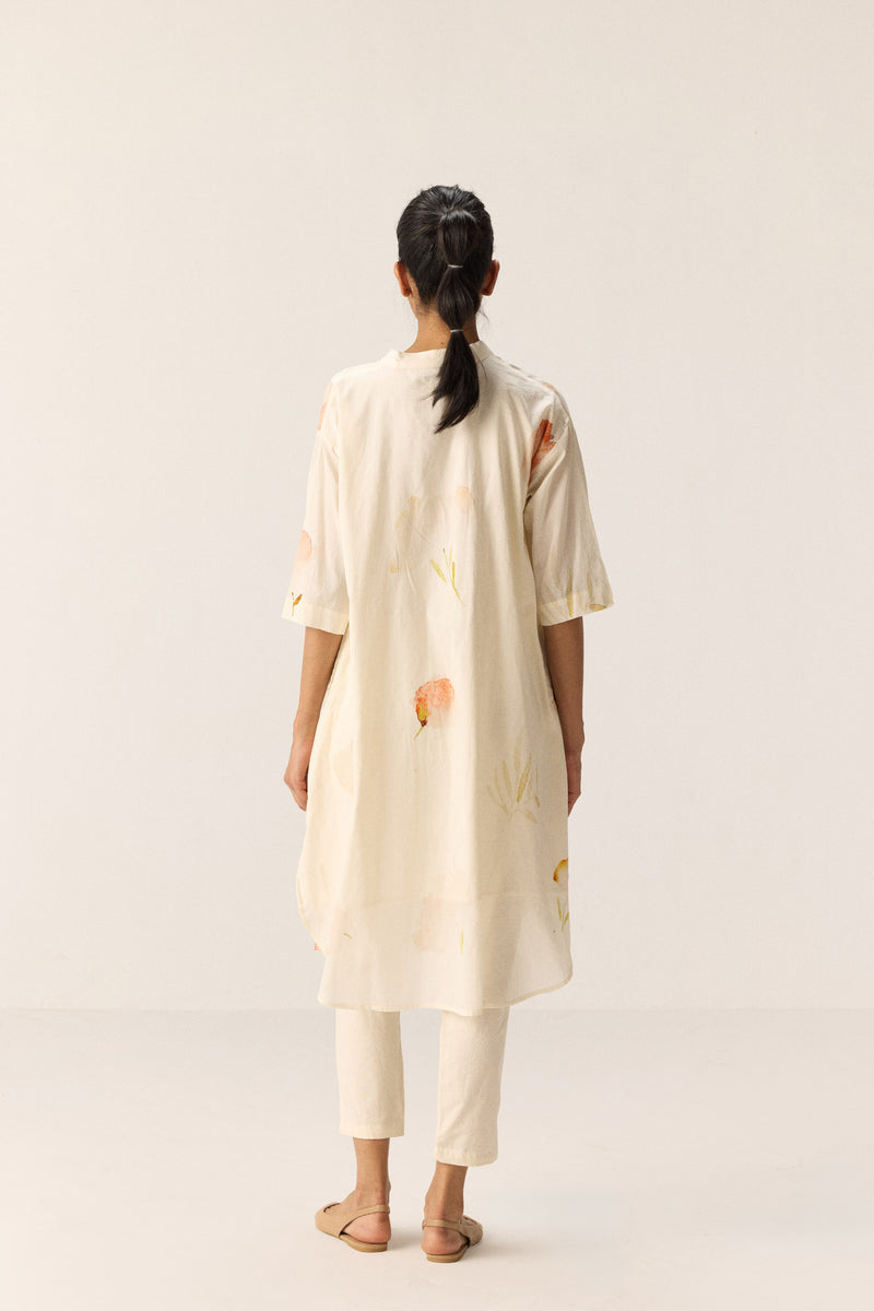 French Hydrangeas Kurta set cotton by Khara Kapas in white for women in Singapore