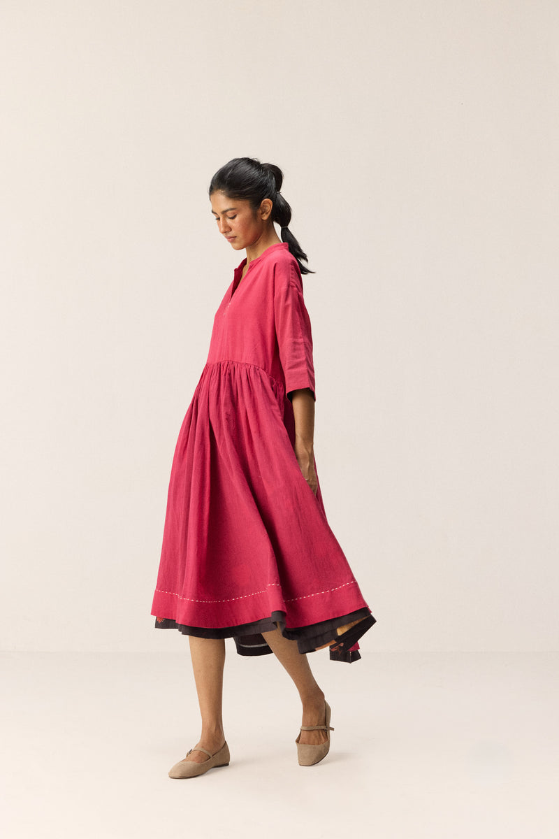 Berry beam Dress cotton by Khara Kapas in pink for women in Singapore