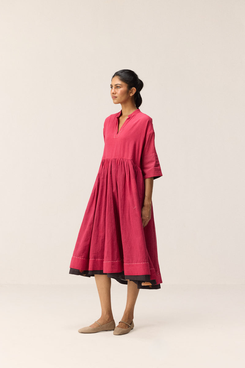 Berry beam Dress cotton by Khara Kapas in pink for women in Singapore