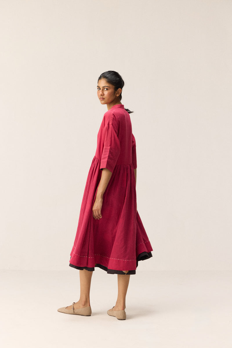 Berry beam Dress cotton by Khara Kapas in pink for women in Singapore