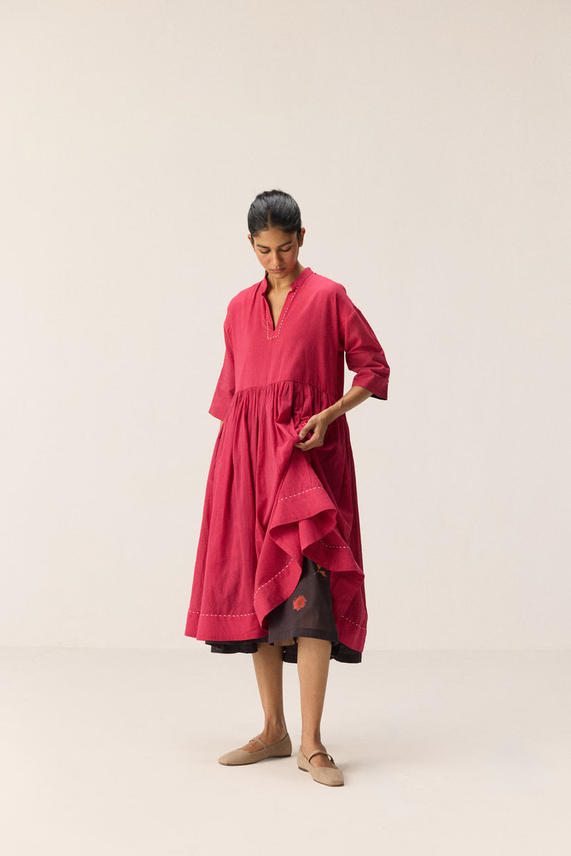Berry beam Dress cotton by Khara Kapas in pink for women in Singapore