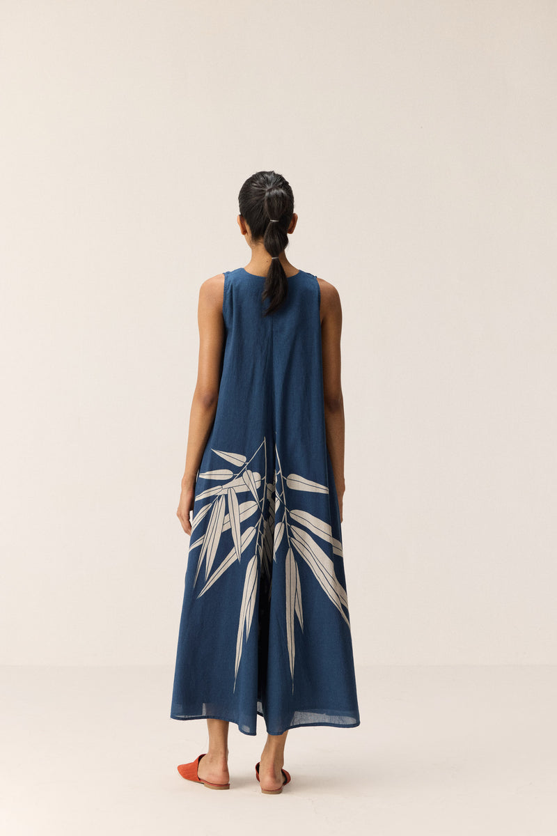 Blue Fern Jumpsuit cotton by Khara Kapas in blue for women in Singapore