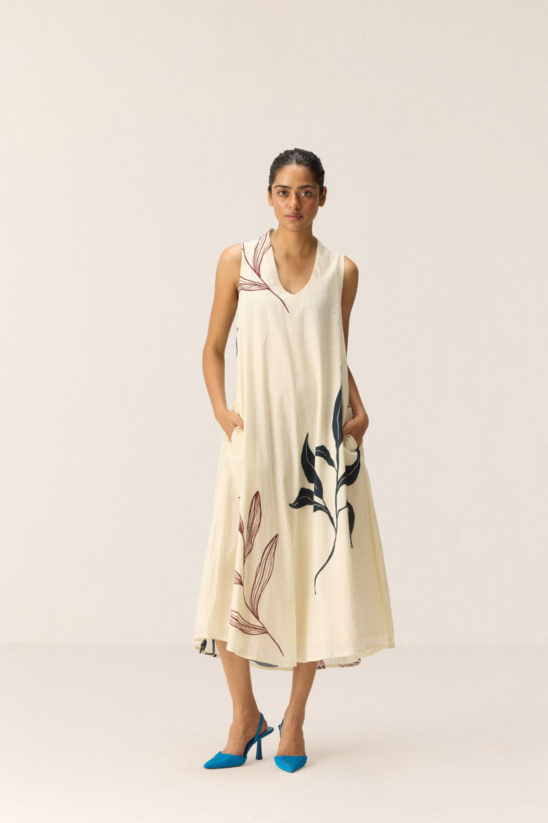 White magnolia Dress cotton by Khara Kapas in white for women in Singapore