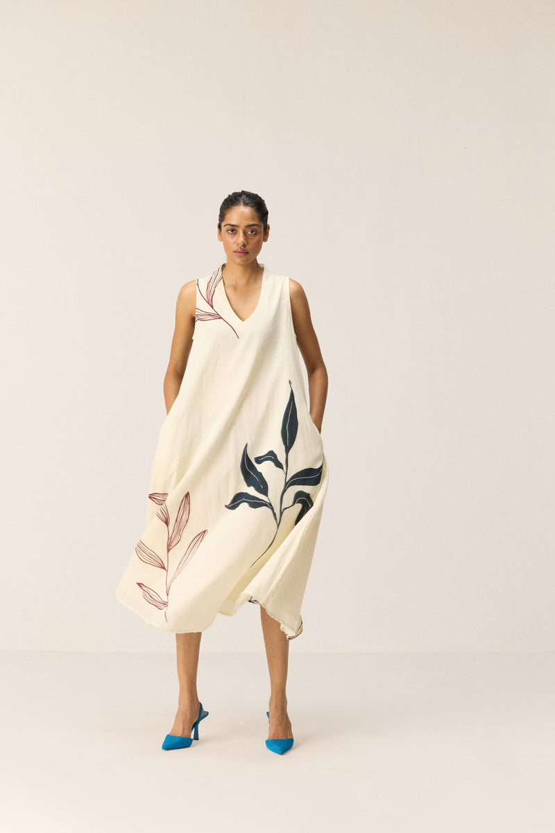 White magnolia Dress cotton by Khara Kapas in white for women in Singapore