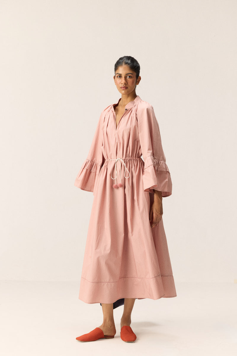Rose Tier Dress poplin by Khara Kapas in pink for women in Singapore