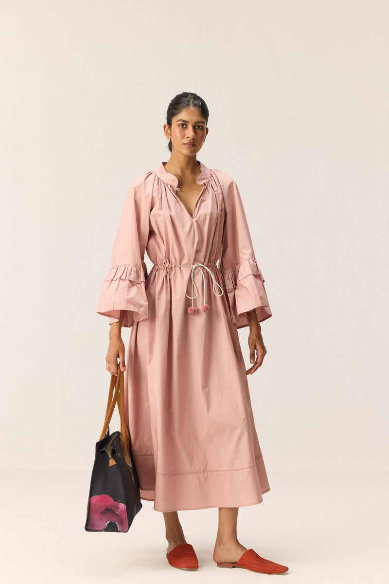 Rose Tier Dress poplin by Khara Kapas in pink for women in Singapore