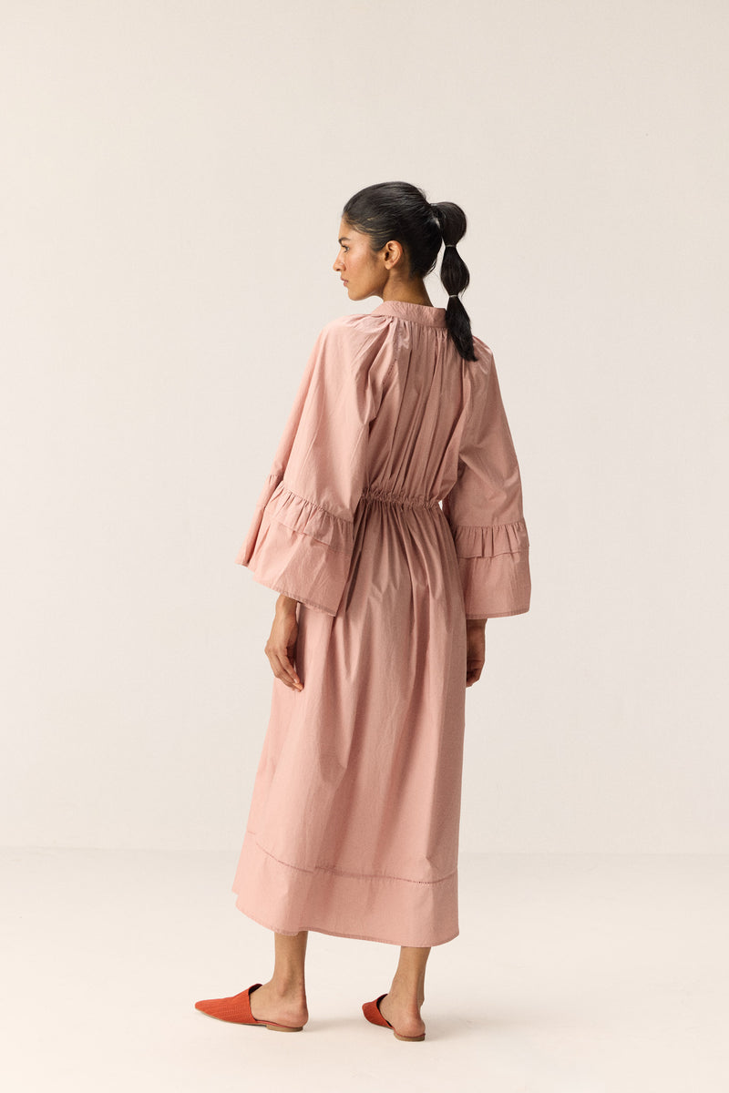 Rose Tier Dress poplin by Khara Kapas in pink for women in Singapore
