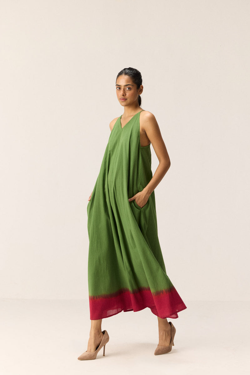 Forest Blush Dress cotton by Khara Kapas in green for women in Singapore
