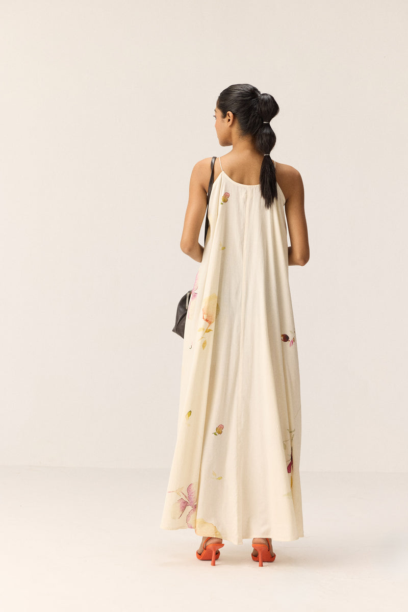 Chalky Blooms Dress cotton by Khara Kapas in white for women in Singapore