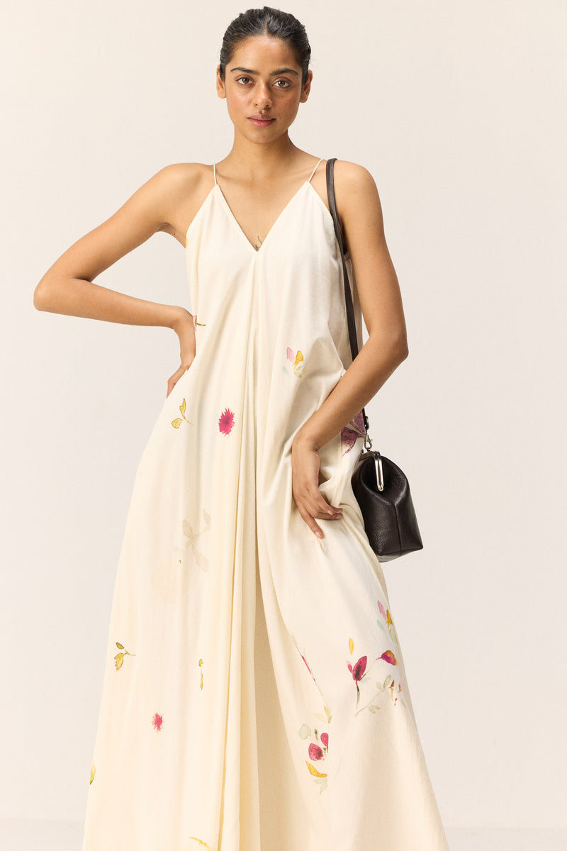 Chalky Blooms Dress cotton by Khara Kapas in white for women in Singapore