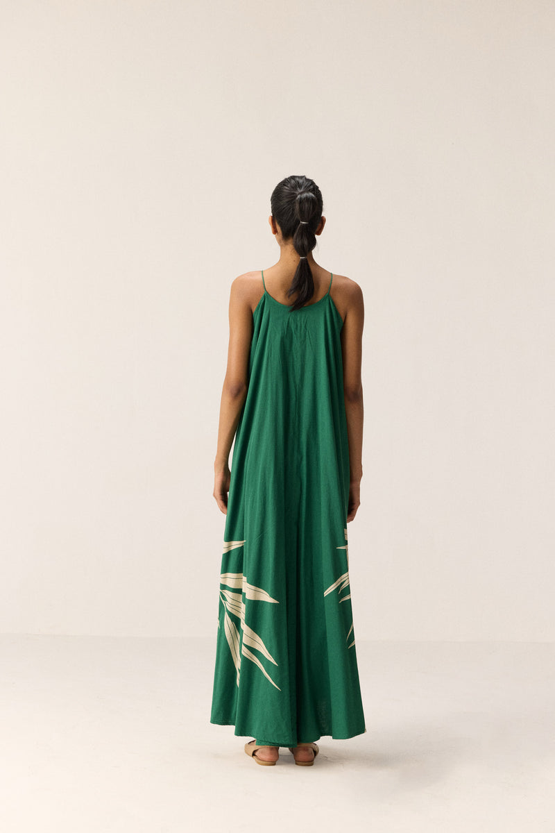 Tender Fern Dress cotton by Khara Kapas in green for women in Singapore
