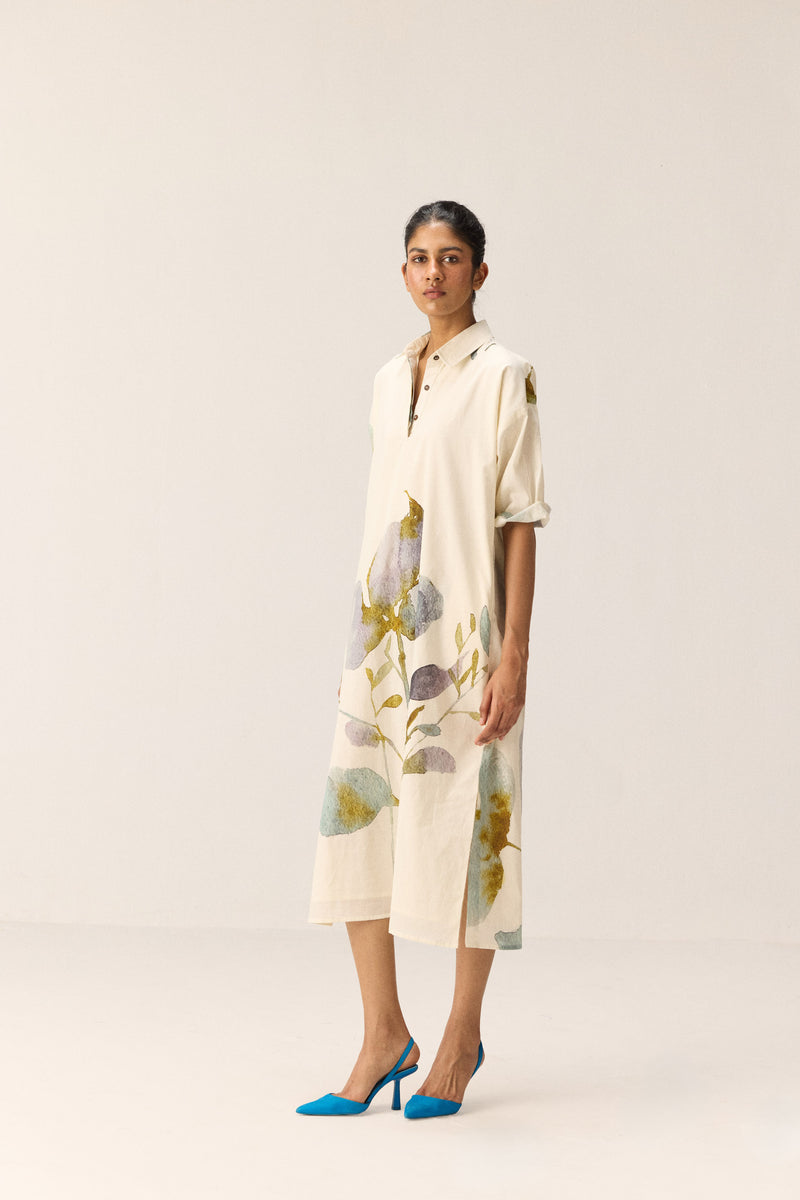 Floral whisper Dress cotton by Khara Kapas in white for women in Singapore