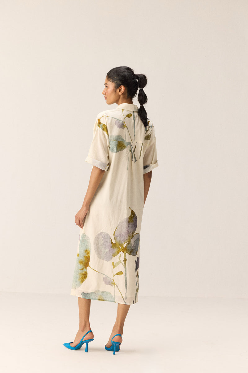 Floral whisper Dress cotton by Khara Kapas in white for women in Singapore