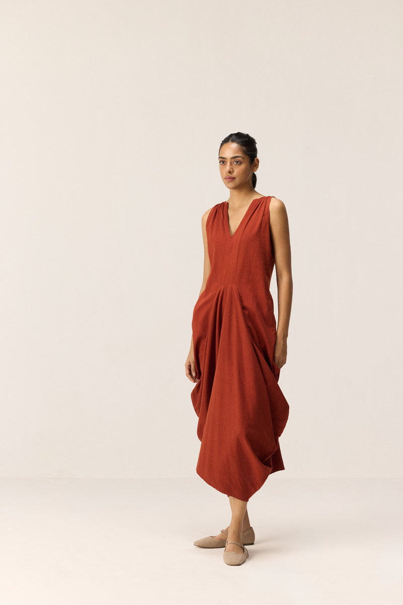 Brick Muse Dress cotton by Khara Kapas in red for women in Singapore