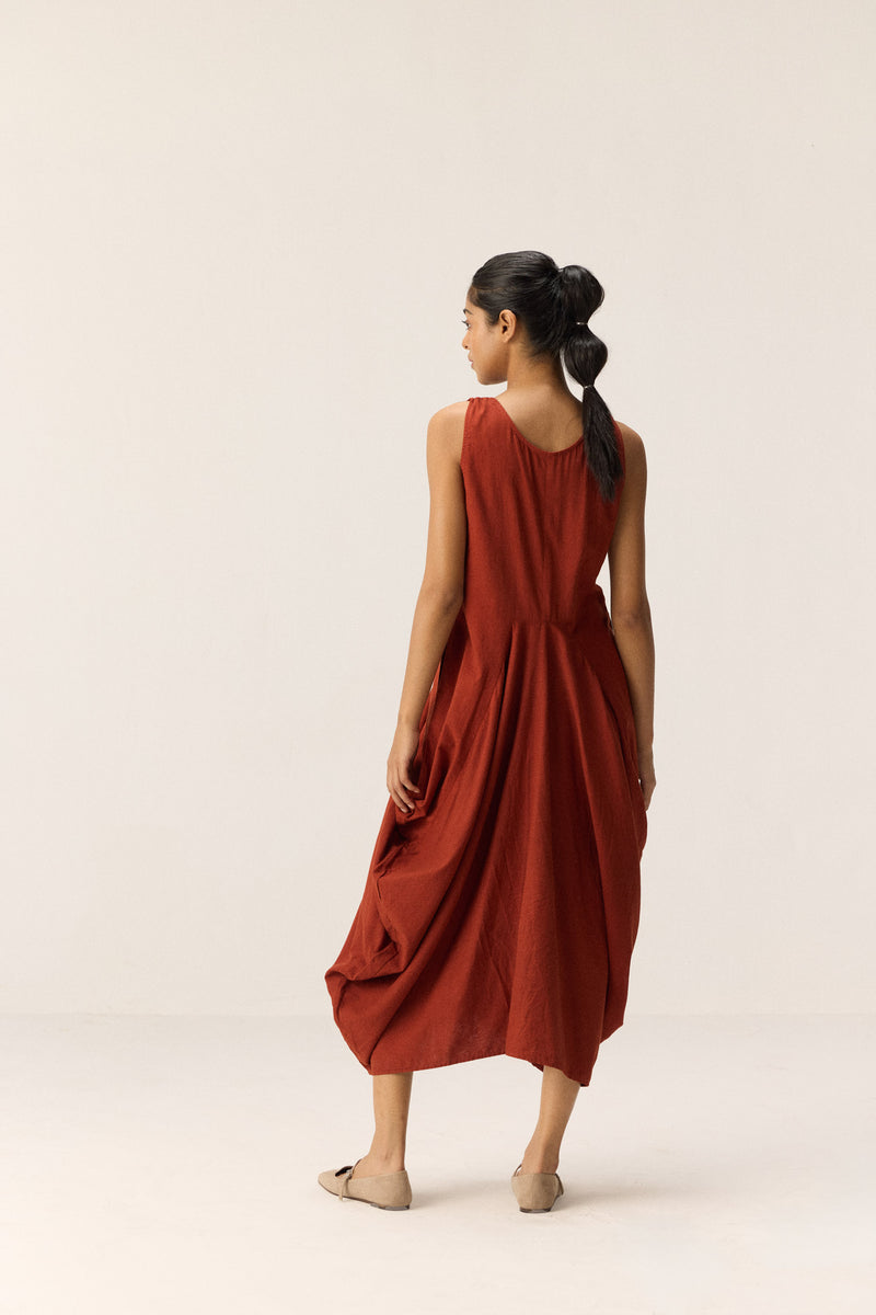 Brick Muse Dress cotton by Khara Kapas in red for women in Singapore
