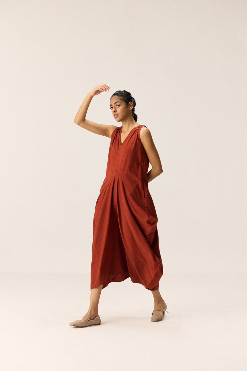 Brick Muse Dress cotton by Khara Kapas in red for women in Singapore