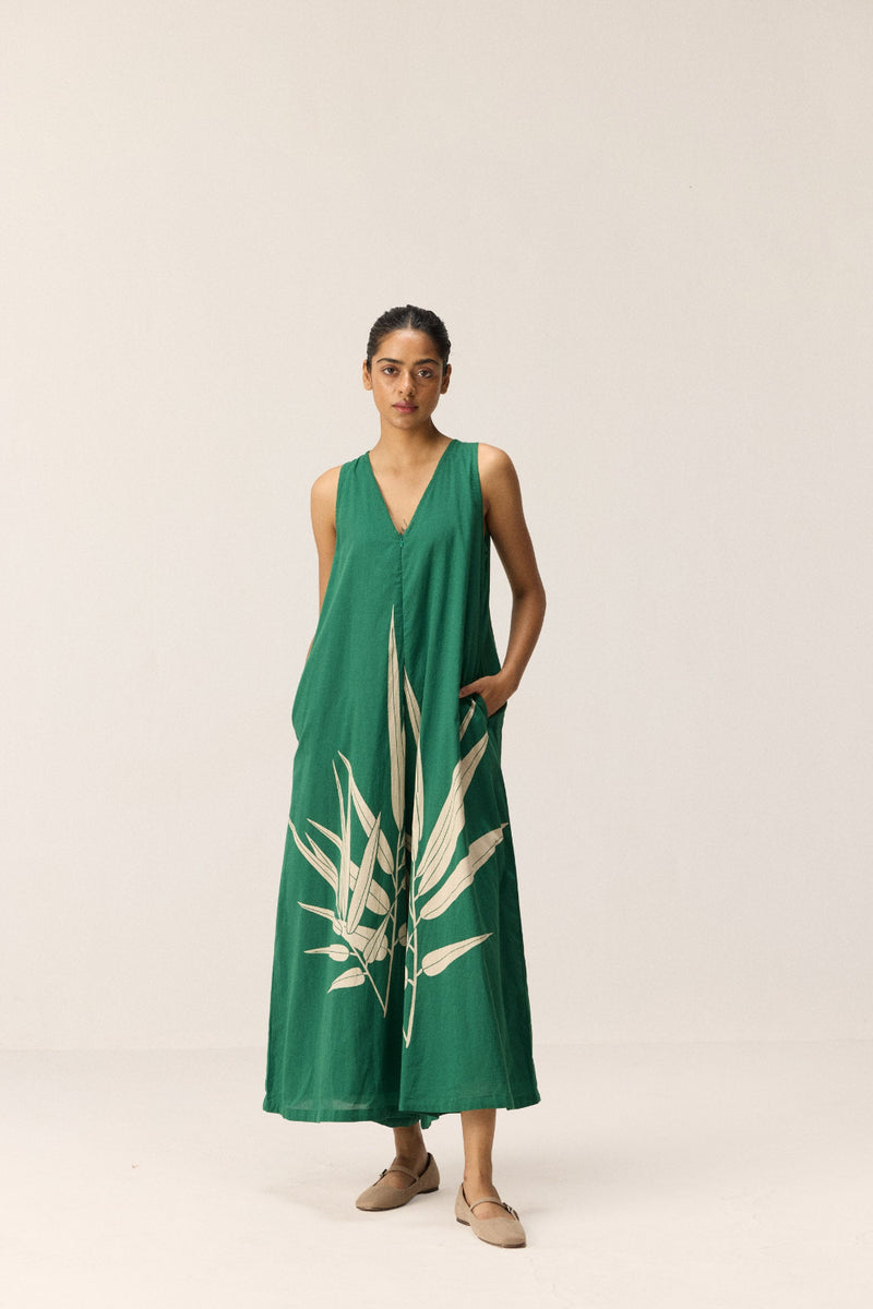 Clover Jumpsuit cotton by Khara Kapas in green for women in Singapore