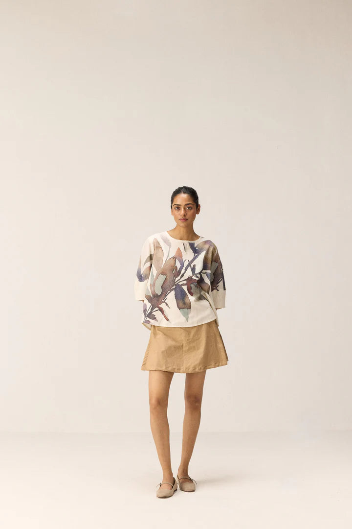 Thistle Top cotton by Khara Kapas in white for women in Singapore