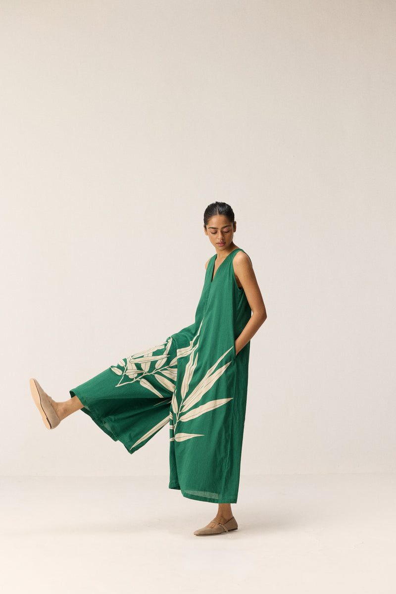 Clover Jumpsuit cotton by Khara Kapas in green for women in Singapore