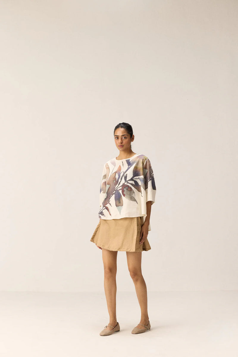 Thistle Top cotton by Khara Kapas in white for women in Singapore