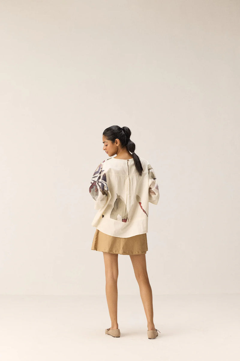 Thistle Top cotton by Khara Kapas in white for women in Singapore