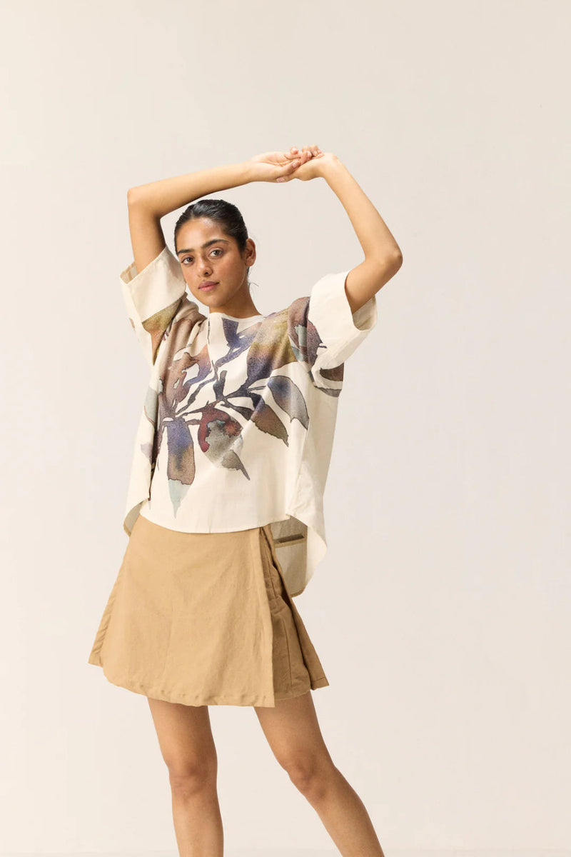 Thistle Top cotton by Khara Kapas in white for women in Singapore