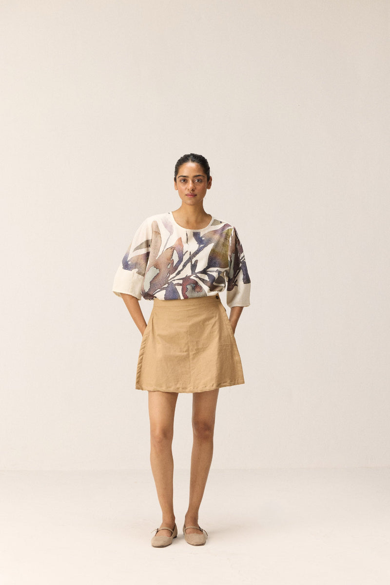 Clay Skorts oxford by Khara Kapas in beige for women in Singapore